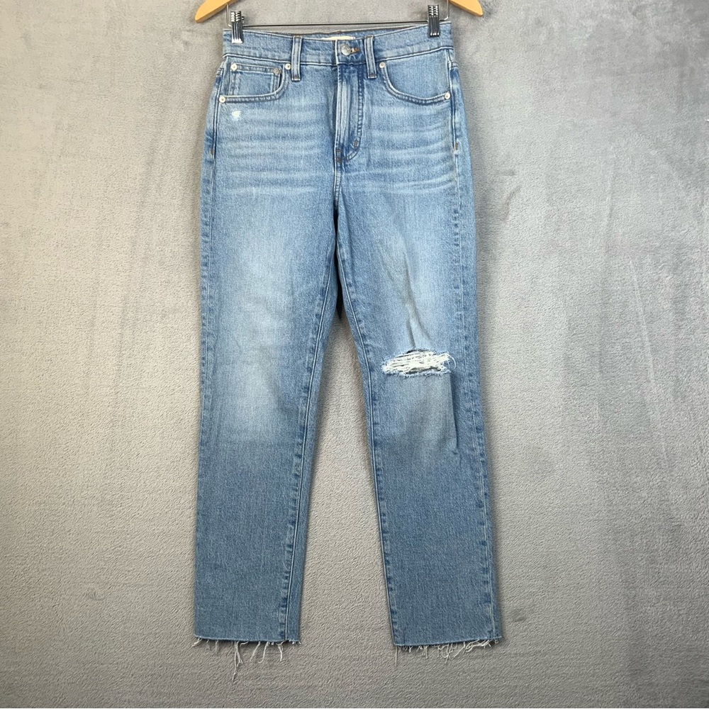 Madewell The Perfect Vintage Jean Light Wash Distressed Raw Hem. Size 25.